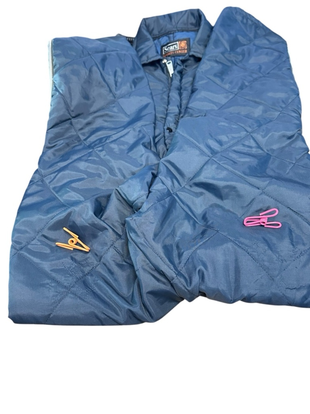 Vintage Sears Sports Center Snowsuit Navy Quilted Ski Suit Belted Retro - Picture 8 of 12